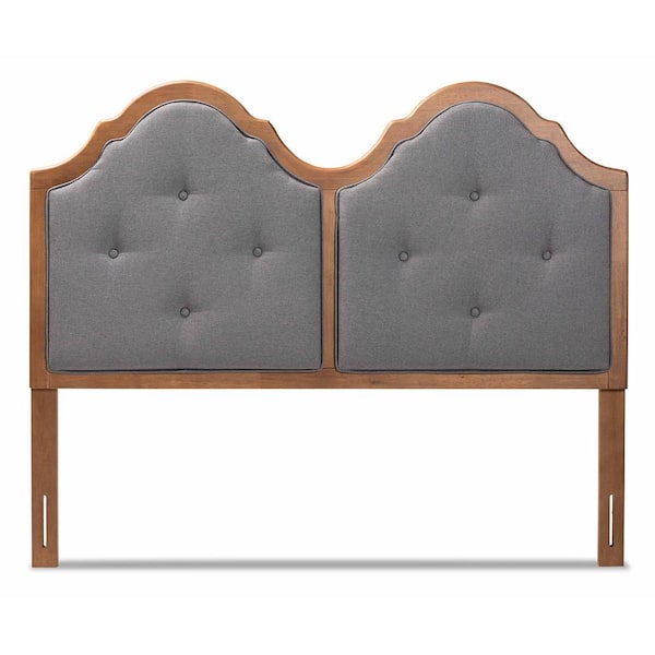 Baxton Studio Falk Dark Grey and Walnut Brown Queen Headboard
