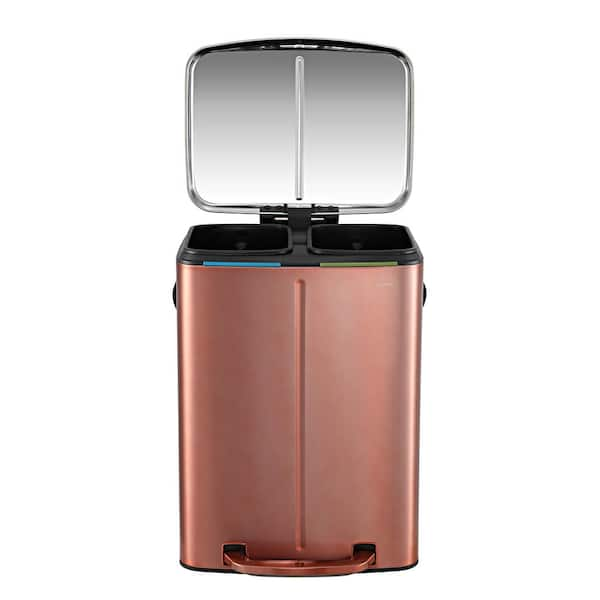 happimess 12.98-Gallons Rose Gold Steel Kitchen Trash Can with Lid Indoor  in the Trash Cans department at