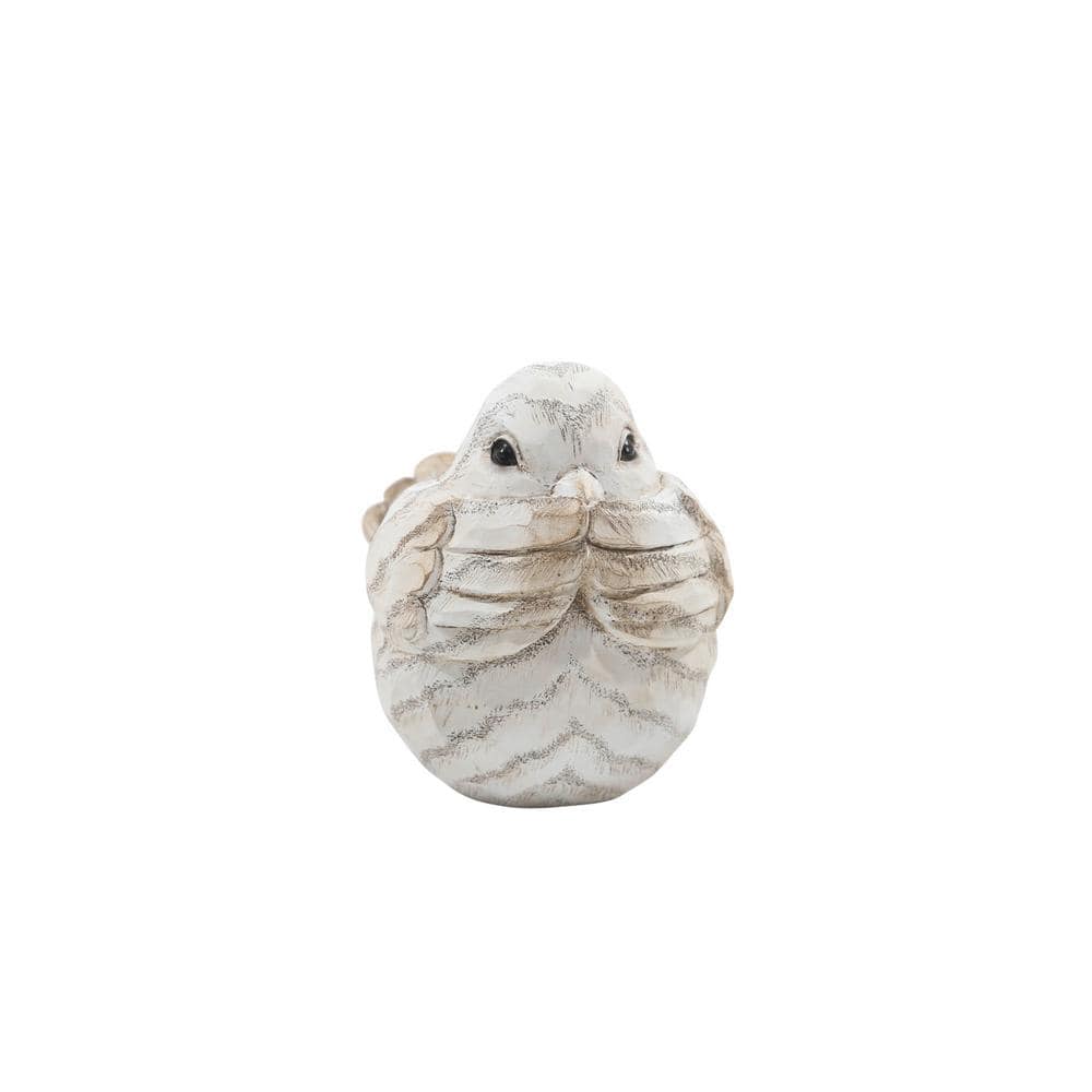 Ivory Resin Hear No Evil, See No Evil, Speak No Evil Bird Figurines