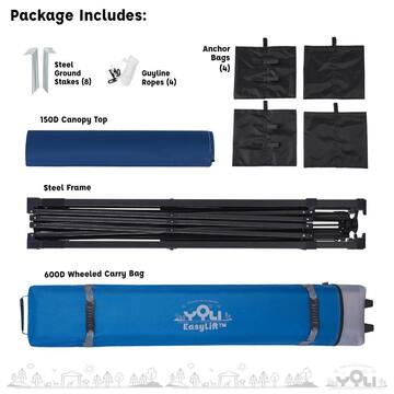 Yoli Avalon EasyLift 12 ft. x 12 ft. Instant Pop-Up Canopy Tent with Wheeled Carry Bag and Bonus 4 Anchor Bags AVLN144BLUANCR