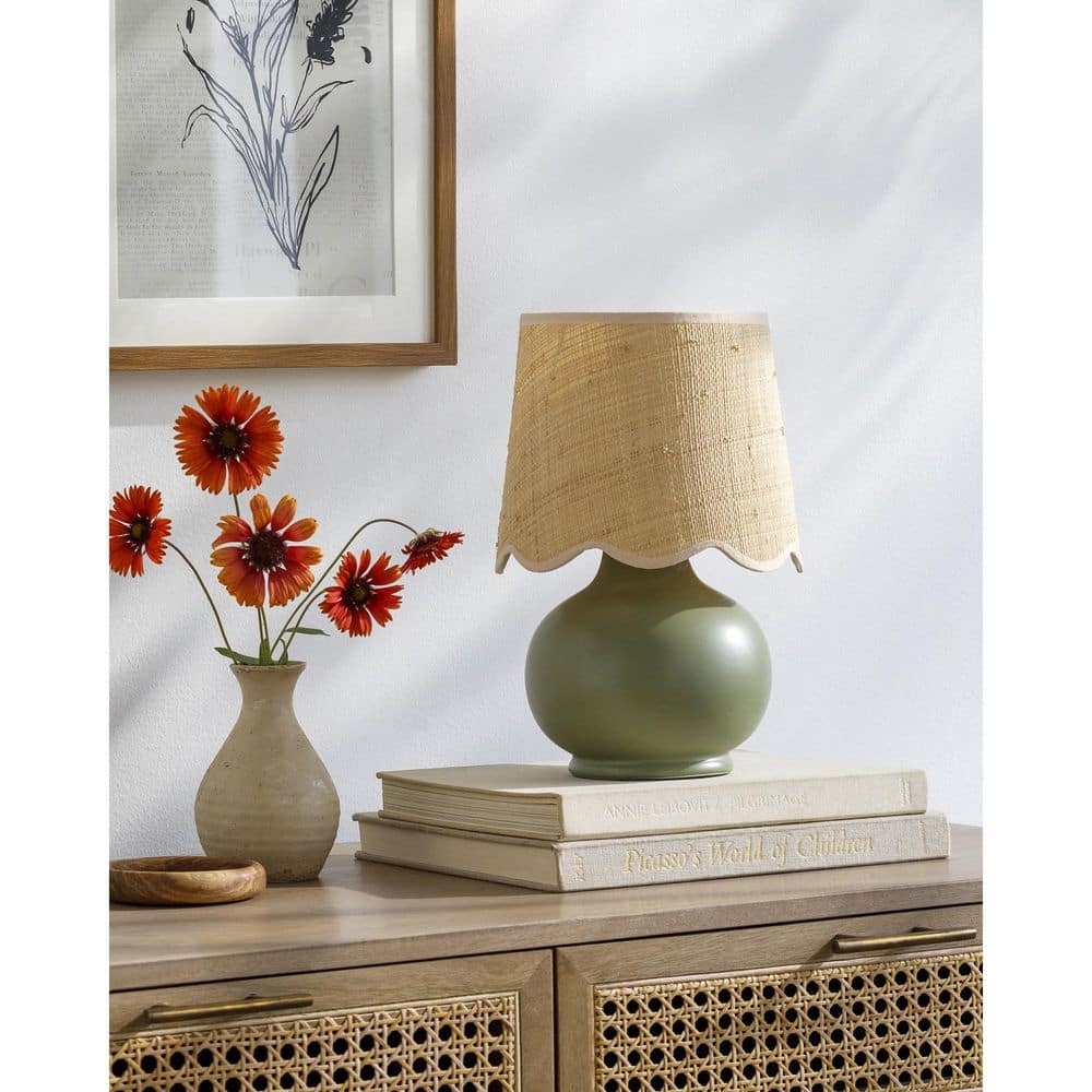Stella Diminuta Olive/Wheat Cottage 13.8 in. Indoor Accent Table Lamp