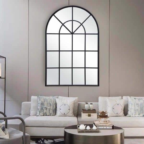 PARISLOFT 28 in. H x 41.5 in. W Classic Arched Windowpane Metal