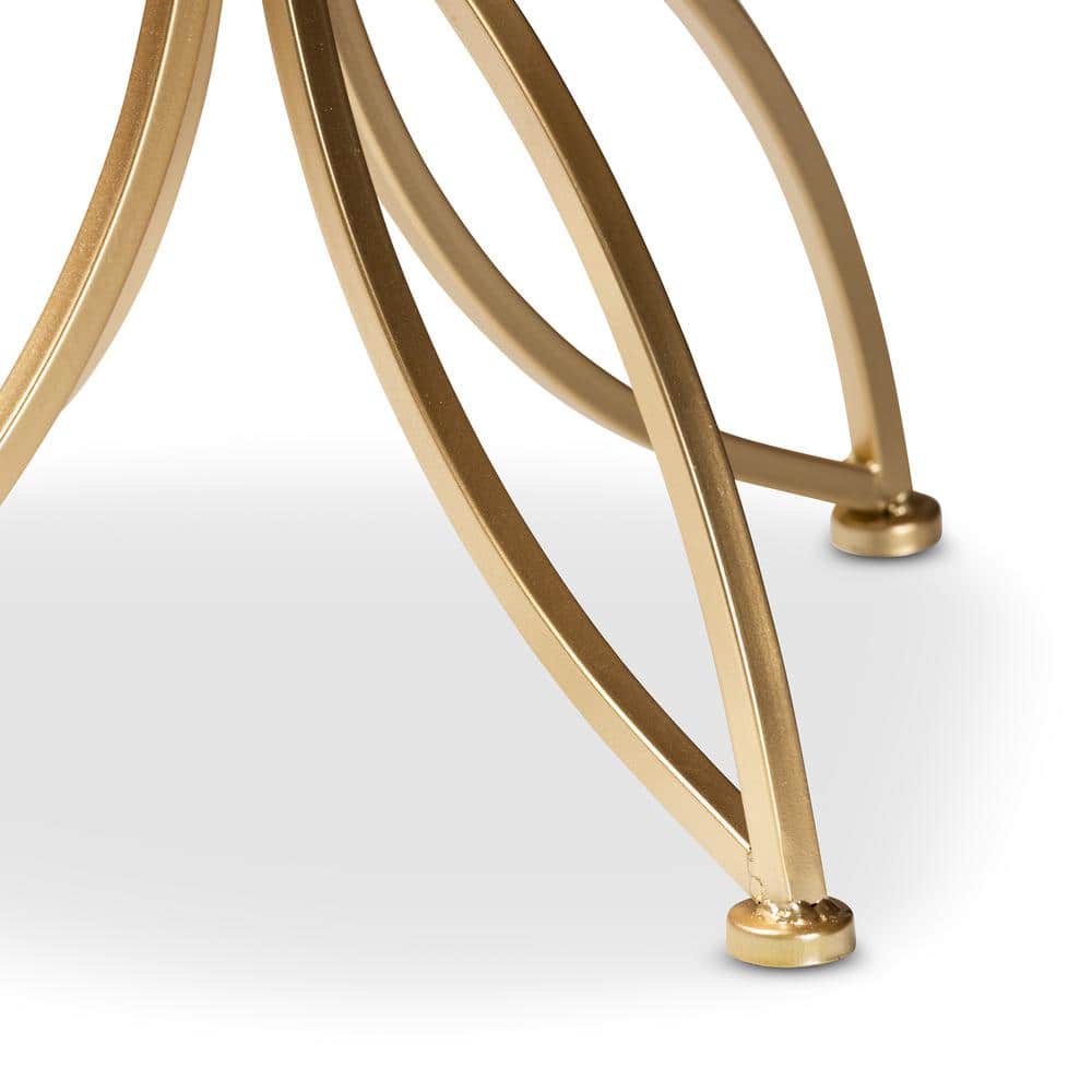 Jaclyn White Marble and Gold Metal Round Accent Table