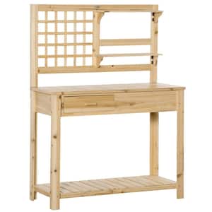 41.25 in. W x 55.75 in. H Potting Bench Table, Garden Work Bench, Wooden Workstation