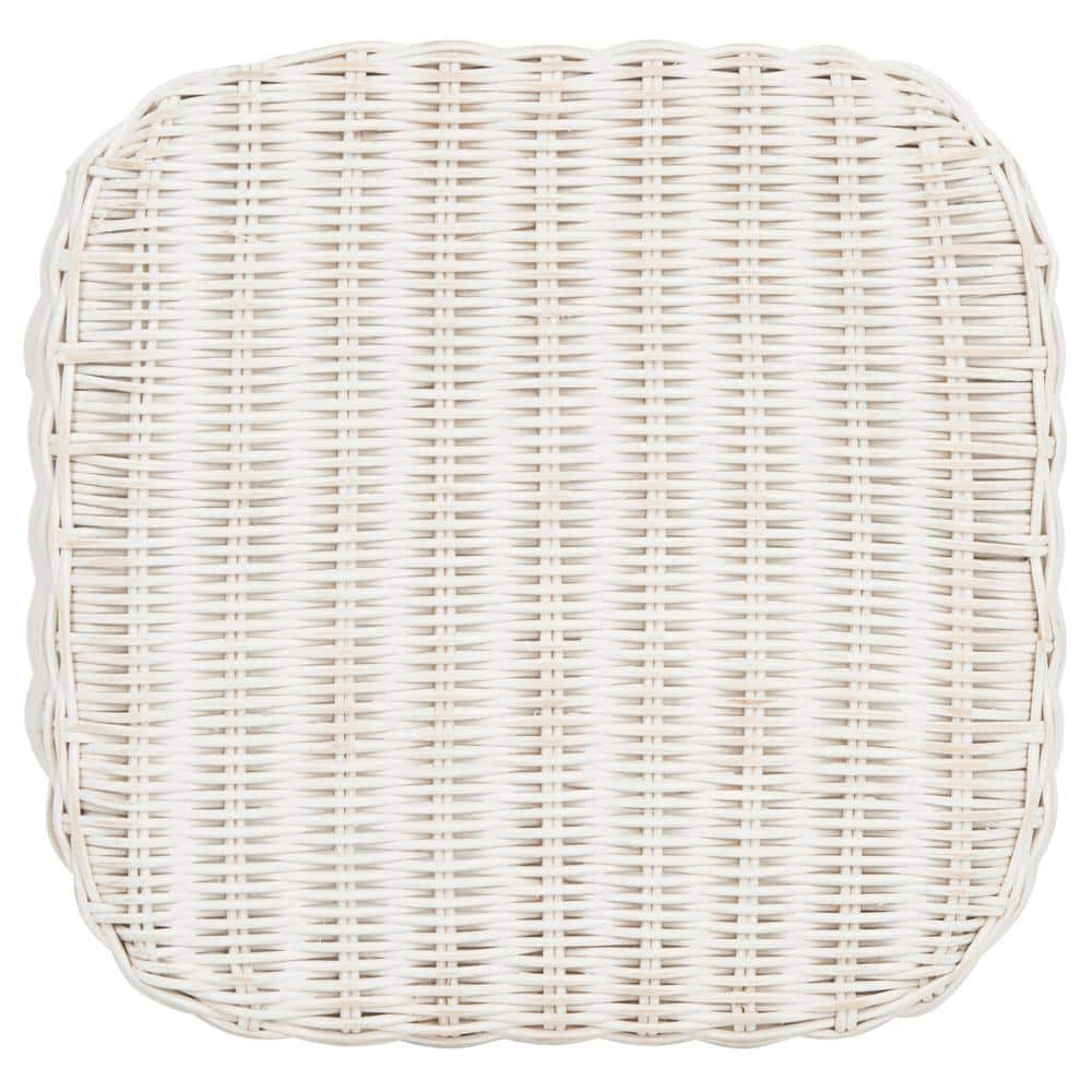 White Mango Wood Wicker Backless Counter Stool