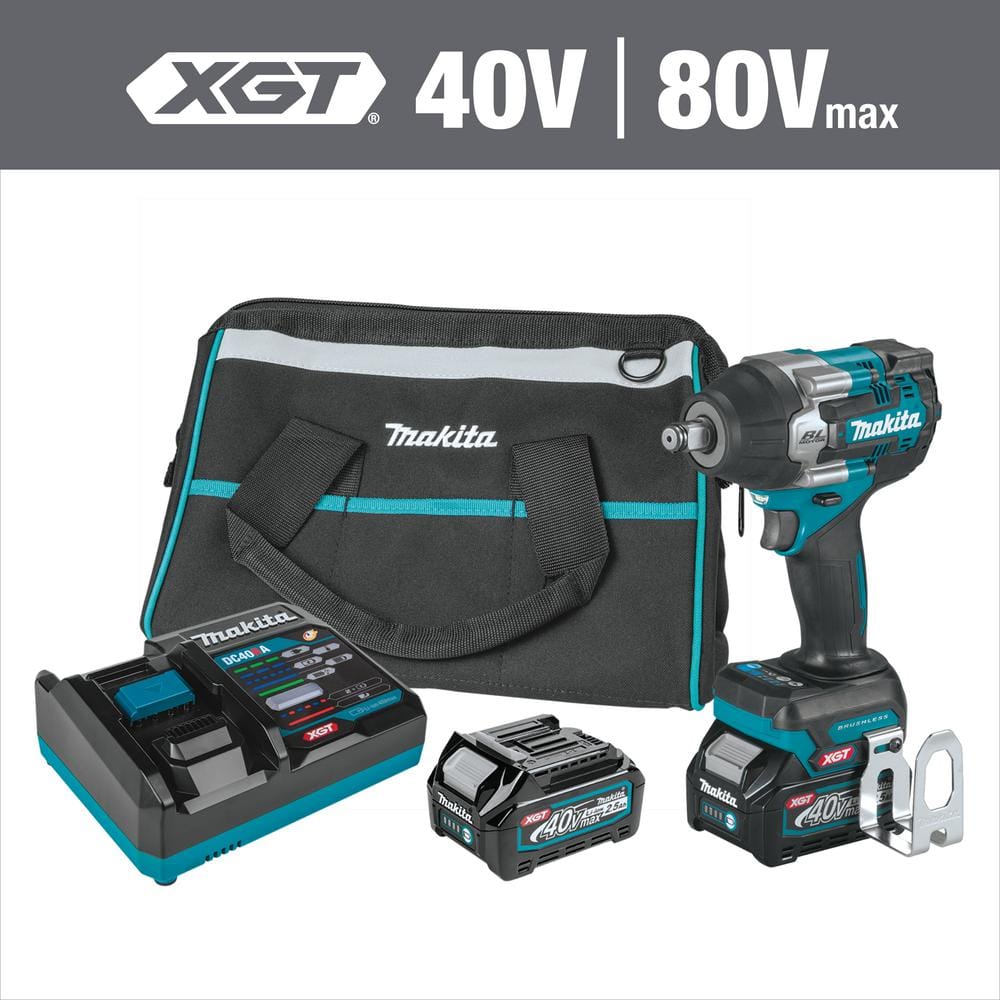 Makita 40V max XGT Brushless Cordless 4-Speed Mid-Torque 1/2 in. Impact  Wrench KIt w/Friction Ring Anvil, 2.5Ah GWT07D - The Home Depot