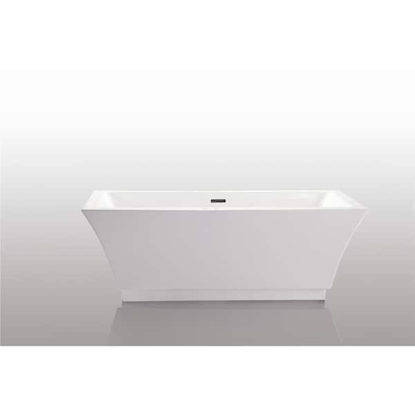 Unbranded 67.3 in. Acrylic Class Flatbottom Non-Whirlpool Bathtub in White