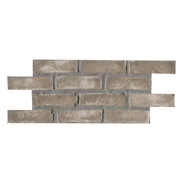 Doverton Gray Subway 11 in. x 28 in. x 0.50 in. Clay Brick Mesh-Mounted Mosaic Floor and Wall Tile (8.7 sq. ft./Case)
