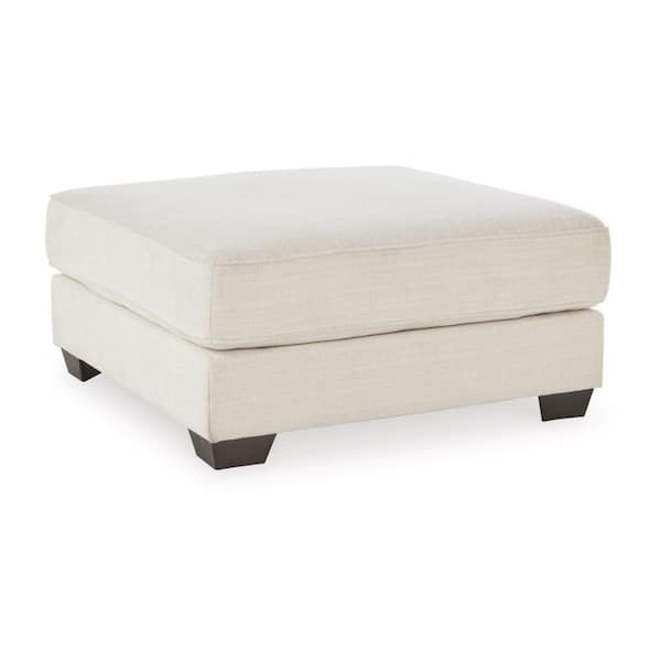Benjara Beige and Black Polyester Square Accent Ottoman