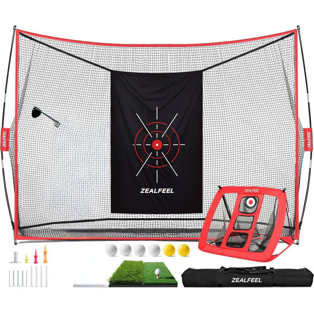 ZEALFEEL Golf Practice Net 10x7FT with Chipping Target, Mat, Balls