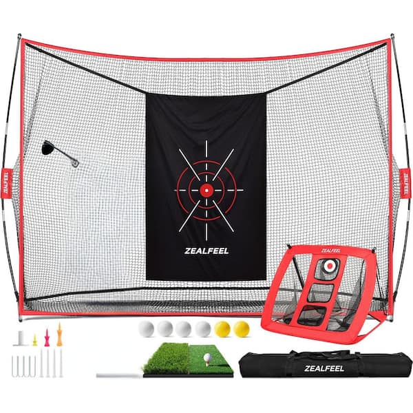Golf Practice Net 10x7FT with Chipping Target, Mat, Balls & Carry Bag, Indoor/Outdoor Use