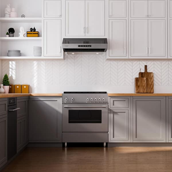 36 in. 680CFM Ducted Under Cabinet Range Hood in Black Stainless Steel with Removable Lights, Steel Filters, PVD Coating