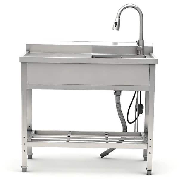 UKISHIRO 20 in. D x 39 in. W Freestanding Laundry/Utility Sink in