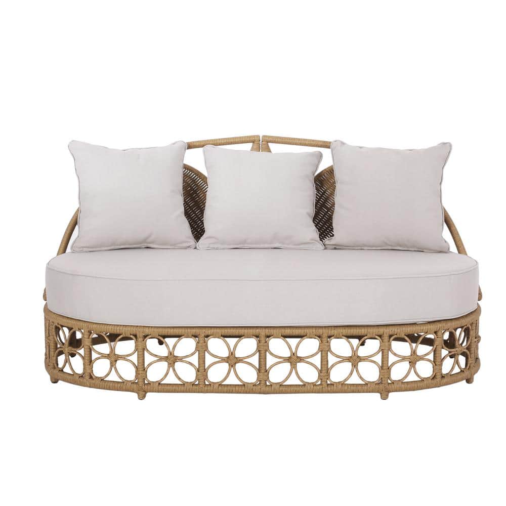 Wicker woven Outdoor Day Bed for Patio Garden Yard with Cushions and Pillows, Beige price history on PriceWatchPro