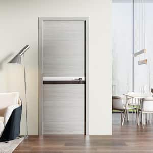 36 in. x 84 in. No-Bore Solid MDF Core Gray Melamine-Finished Wood Interior Door Slab with Complete Door Frame Set