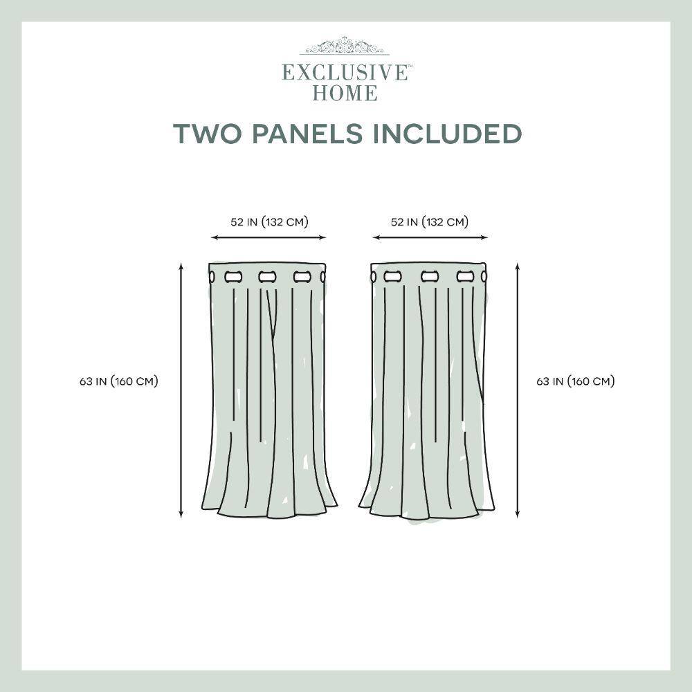 White Embroidered Blackout Grommet Curtain Panels, 52" x 63"