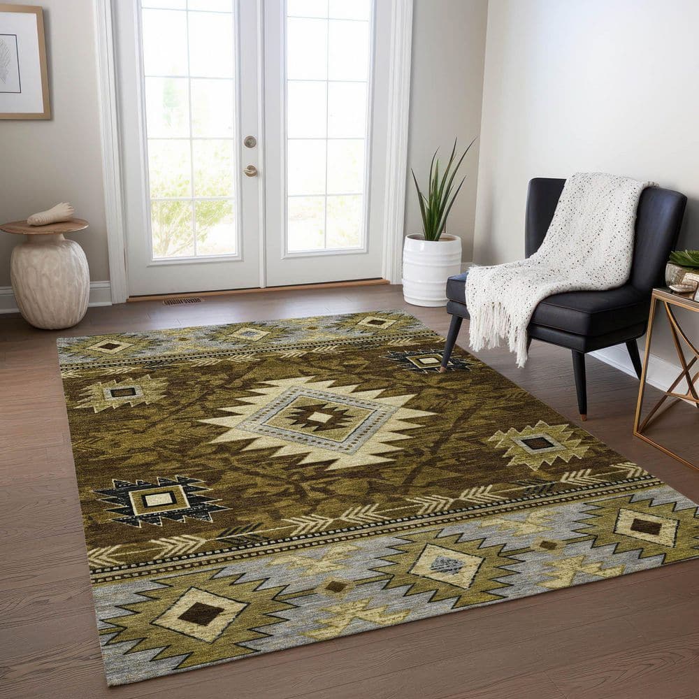 Chantille Machine Washable Indoor/Outdoor Abstract ACN1754 Brown 8 ft. x 10 ft. Area Rug price history on PriceWatchPro