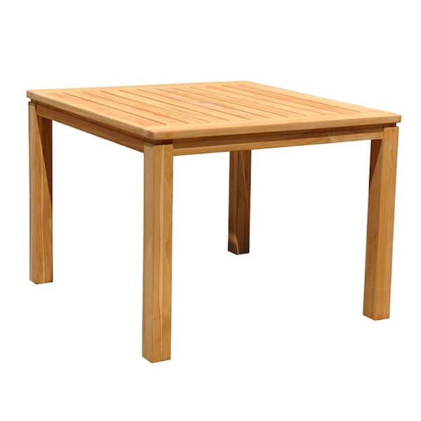 Heritage 39 in. Square Teak Dining Table  FSC teak in Natural Finish With Umbrella Holes packing :K/D ,1-piece /2ctn