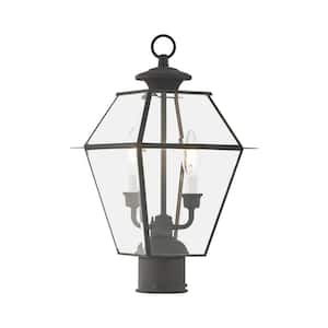 Ainsworth 16.5 in. 2-Light Charcoal Cast Brass Hardwired Outdoor Rust Resistant Post Light with No Bulbs Included