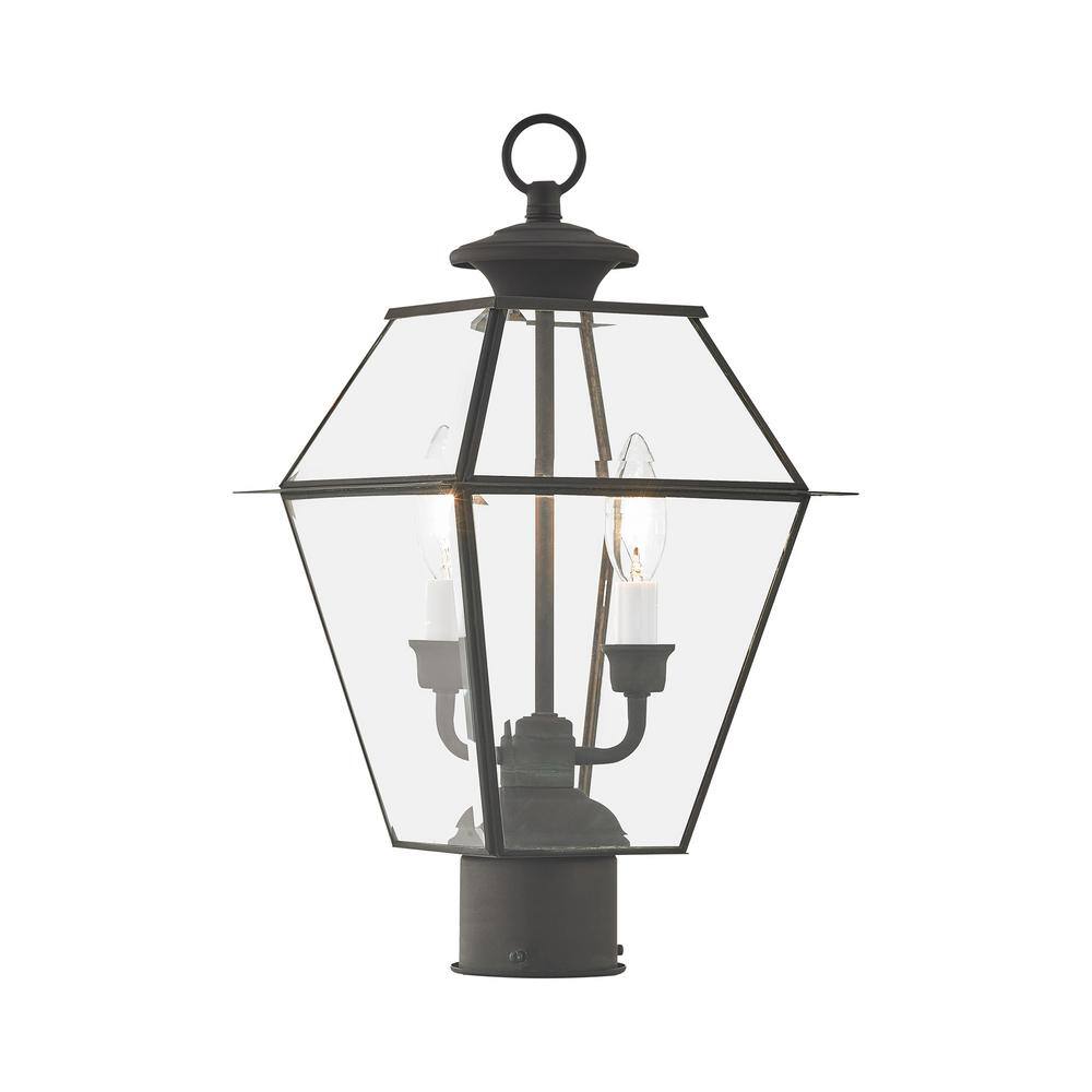 Livex Lighting Westover 2 Light Charcoal Outdoor Post Head Lantern 2284