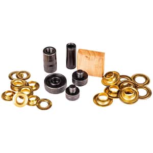 Brass Grommet Fastening Kit with Case, Includes (6) 1/2 in. and (6) 3/8 in. Grommets