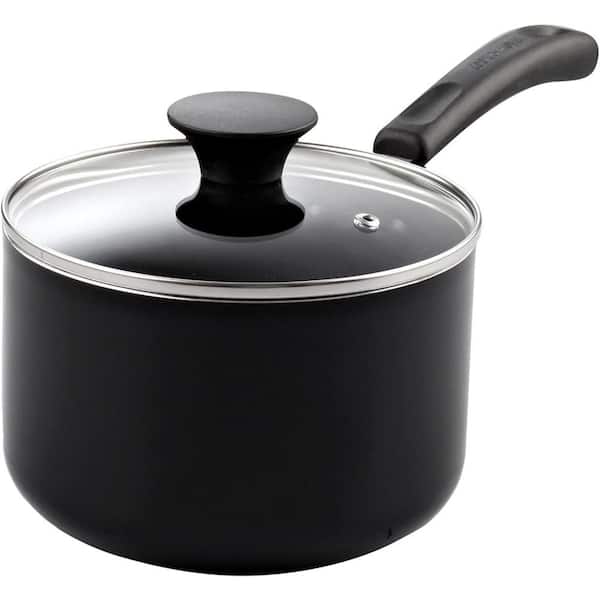 1-qt. Aluminum Nonstick Saucepan with Lid, Black