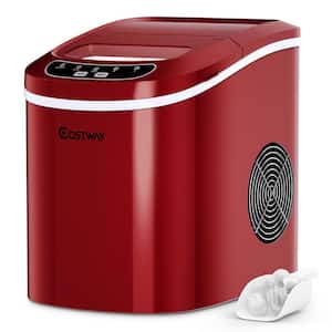 14 in. 26 lbs. Portable Compact Electric Ice Maker Machine Mini Cube in Red
