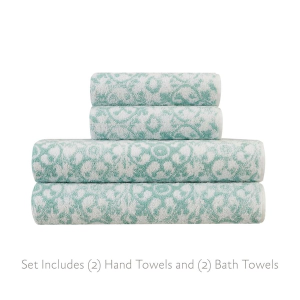 Aqua Blue Set of 4 Cotton Hand Towels