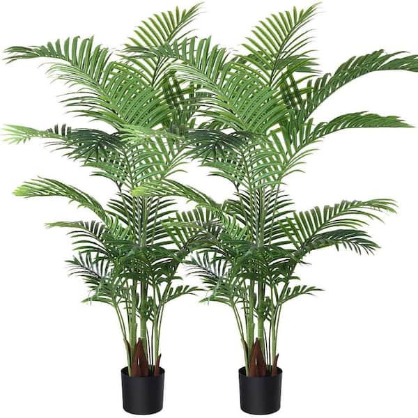 Cubilan 5 ft. Artificial Areca Palm Plant Fake Palm Tree, 2 Pcs