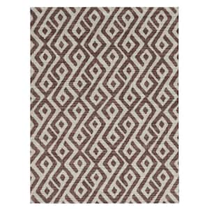 Printed Abstract Beige/White 6 ft. x 8 ft. Indoor/Outdoor Area Rug