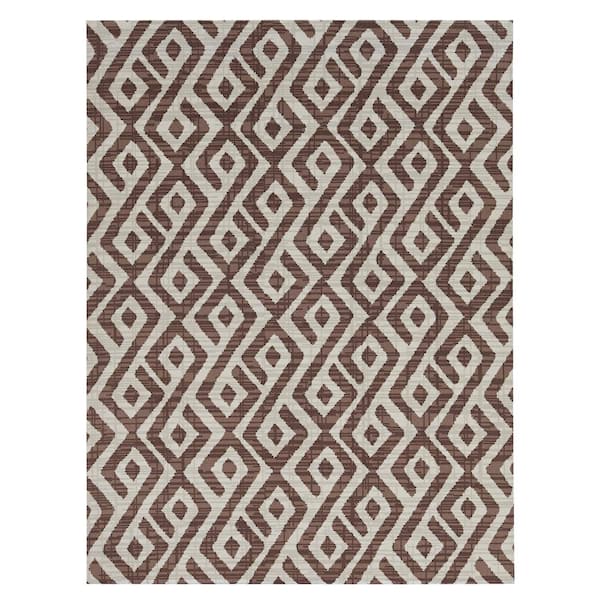 Foss Printed Abstract Beige/White 6 ft. x 8 ft. Indoor/Outdoor Area Rug