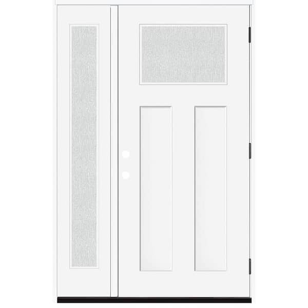 Steves & Sons Legacy 51 in. x 80 in. 1/4 Toplite Rain Glass LHOS Primed Unfinished Fiberglass Prehung Front Door w/12 in. SL