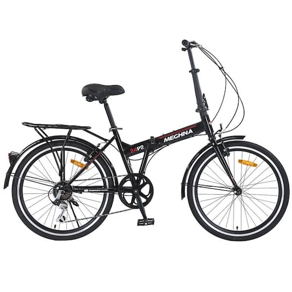 Black 24 in. 7 Speed Folding City Bike with Steel Frame