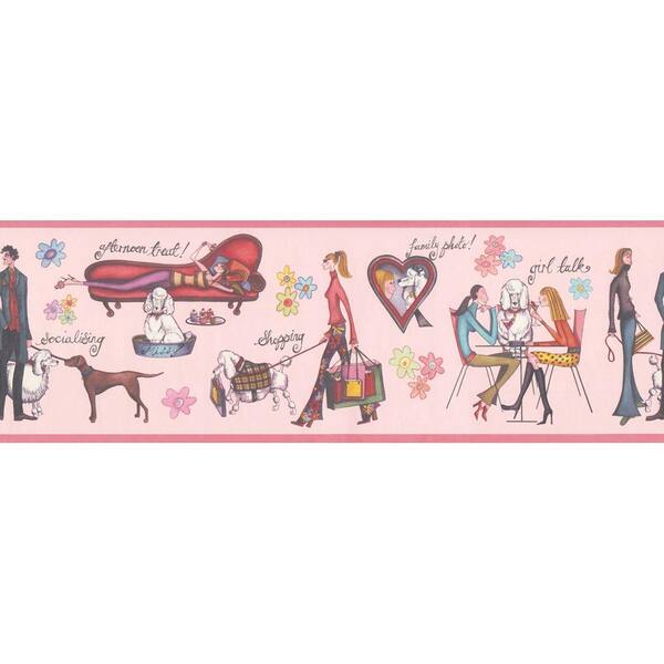 The Wallpaper Company 6.875 in. x 15 ft. Pink Paris Scene Border-DISCONTINUED