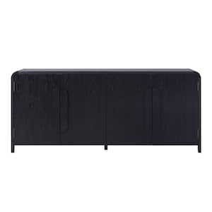 Contemporary 70 in. Black TV Stand Sideboard with Curved Handles (Max TV size 80 in. )