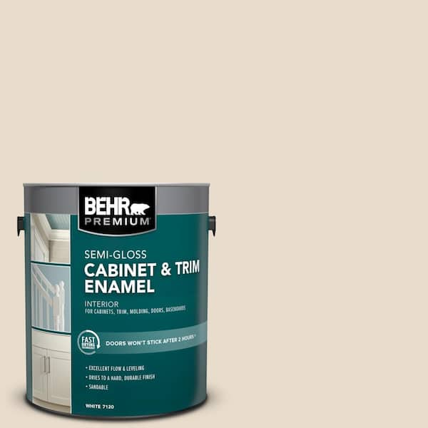 BEHR PREMIUM 1 Gal. #OR-W11 White Mocha Semi-Gloss Enamel Interior ...