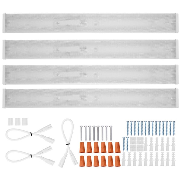 4 ft. LED Wraparound Light, 4-Pack 6500K Daylight LED Kitchen Ceiling Lighting, 50 W, 5500 LM Flush Mount LED Shop Light
