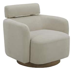 Uranus Cream Fabric Swivel Accent Chair with Adjustable Headrest