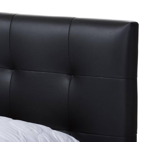 Baxton Studio Mitchell Black Faux Leather Upholstered Queen