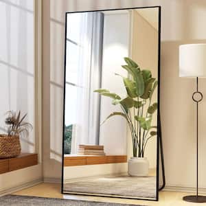 Black 34 in. W x 76 in. H Aluminum Frame Rectangle Dressing Mirror for Living Room Bedroom Floor Full Length Mirror