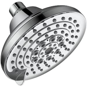 6-Spray Patterns with 1.8 GPM 5 in. Wall Mount Shower Head Rain Fixed Showerhead with Anti-Clogging Nozzles in Chrome