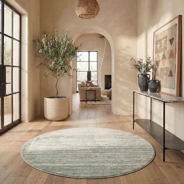 Adirondack 6 ft. x 6 ft. Sage/Ivory Abstract Round Rug