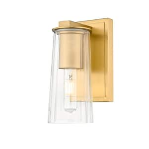 Titus 1-Light Modern Gold Wall Sconce with Clear Glass Shade