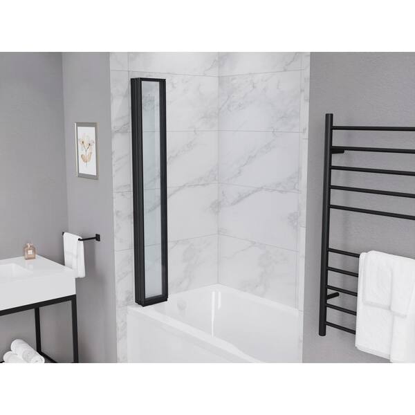 ANZZI Accordion Style 33 in. W x 56 in. H Sliding Framed Tub Door