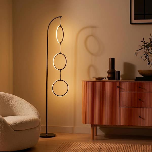 Brightech Nova 74 in. Classic Black Industrial 3-Light LED Energy