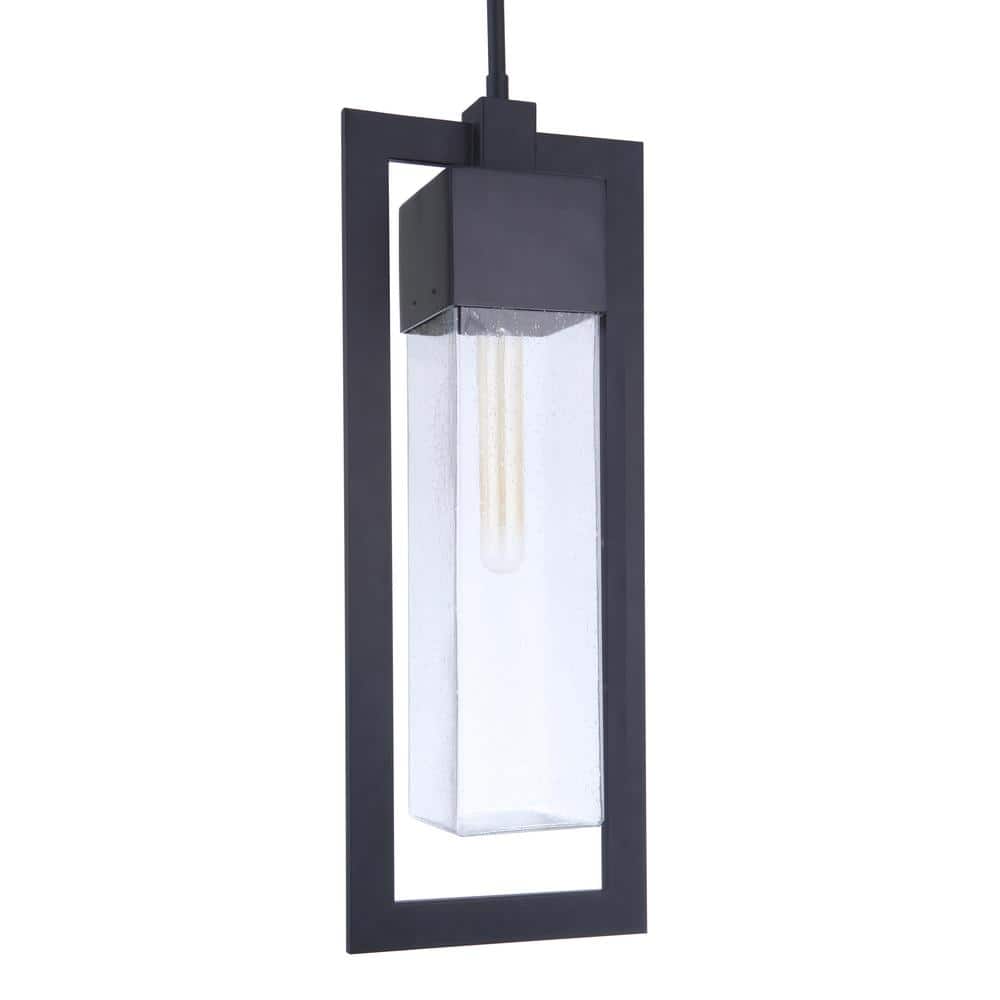 Perimeter Midnight Finish Clear Seeded Glass Outdoor Pendant Light