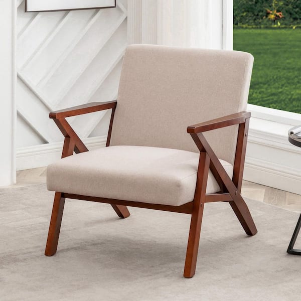 Take a Seat Cliff Sandy Beige Fabric Mid-Century Modern Accent Lounge Armchair