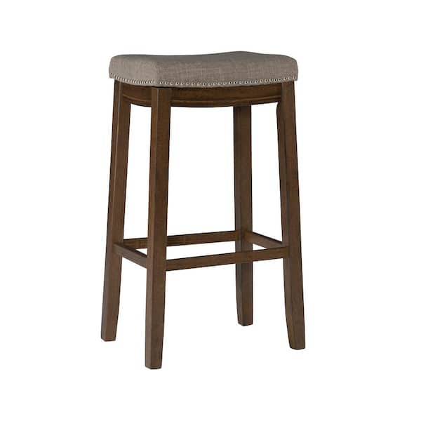 Linon Home Decor Claridge 30 in. Gray and Rustic Backless Bar Stool