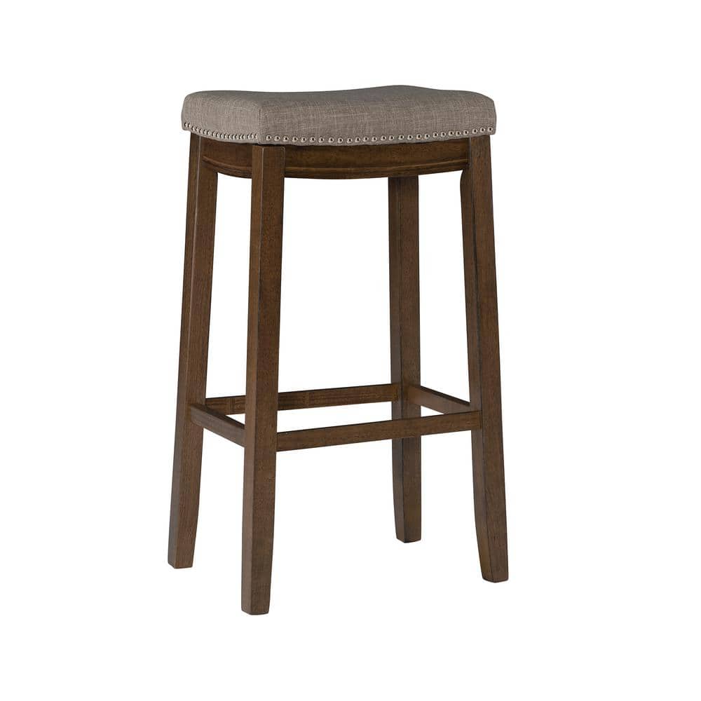 Concord 32.25 in. Rustic Dark Brown and Gray Backless Wood Bar Stool with F