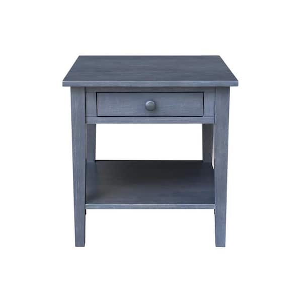 International Concepts Spencer Heather Grey-Antique Rubbed 25 in. Solid Wood End Table